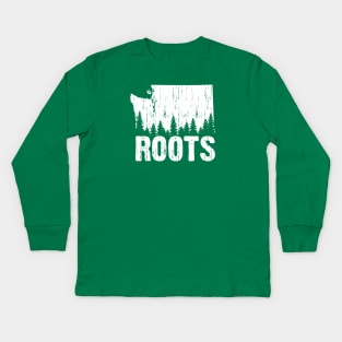 Roots - Washington State (Rustic) Kids Long Sleeve T-Shirt